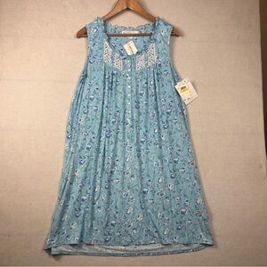Eileen West NWT Floral Nightgown MEDIUM Sleeveless Cottagecore Coquette Lace